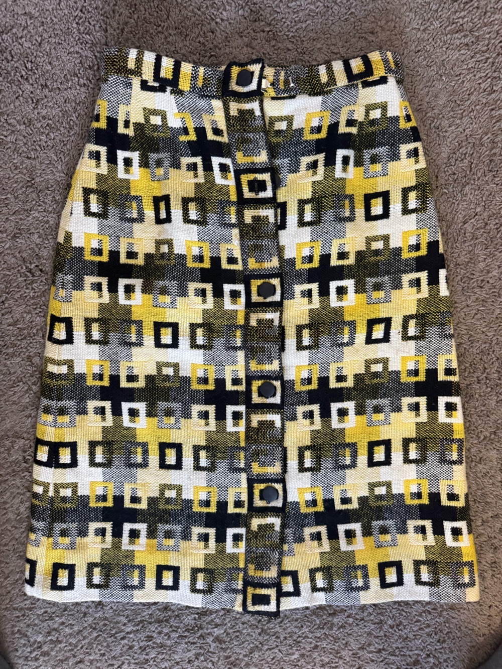 Vintage 60s Hadley for I Magnin Geometric Midi Skirt Size 12